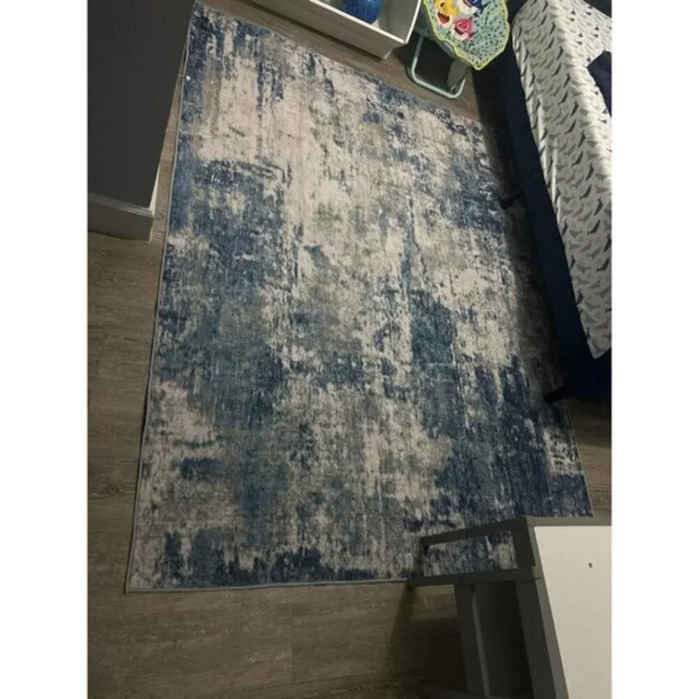 New 5x7 Washable Area Rug Modern Abstract Non-Slip Carpet for Living Room